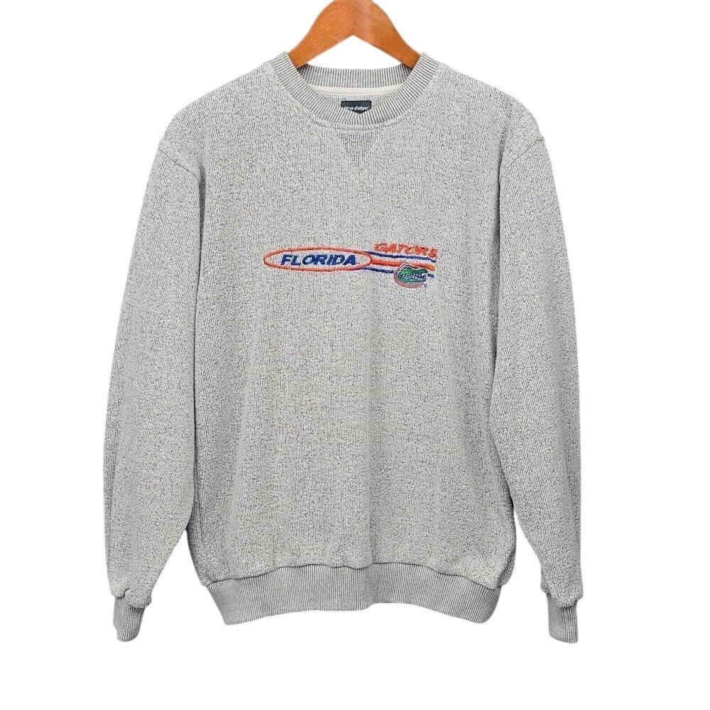 Pro Edge Mens Florida Gators Embroidered Terry Knit Crewneck Sweatshirt Grey Med